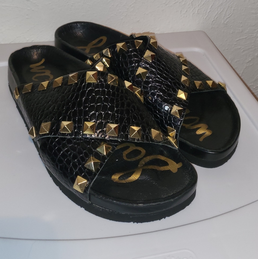 Sam Edelman Arina Croc Embossed Studded Slides